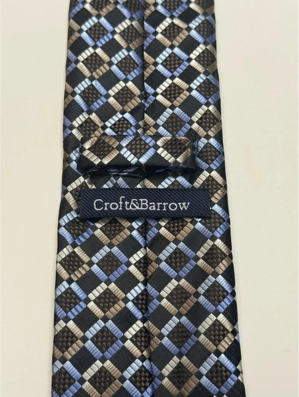 Croft‎ & Borrow Tie Black, Blue & Taupe